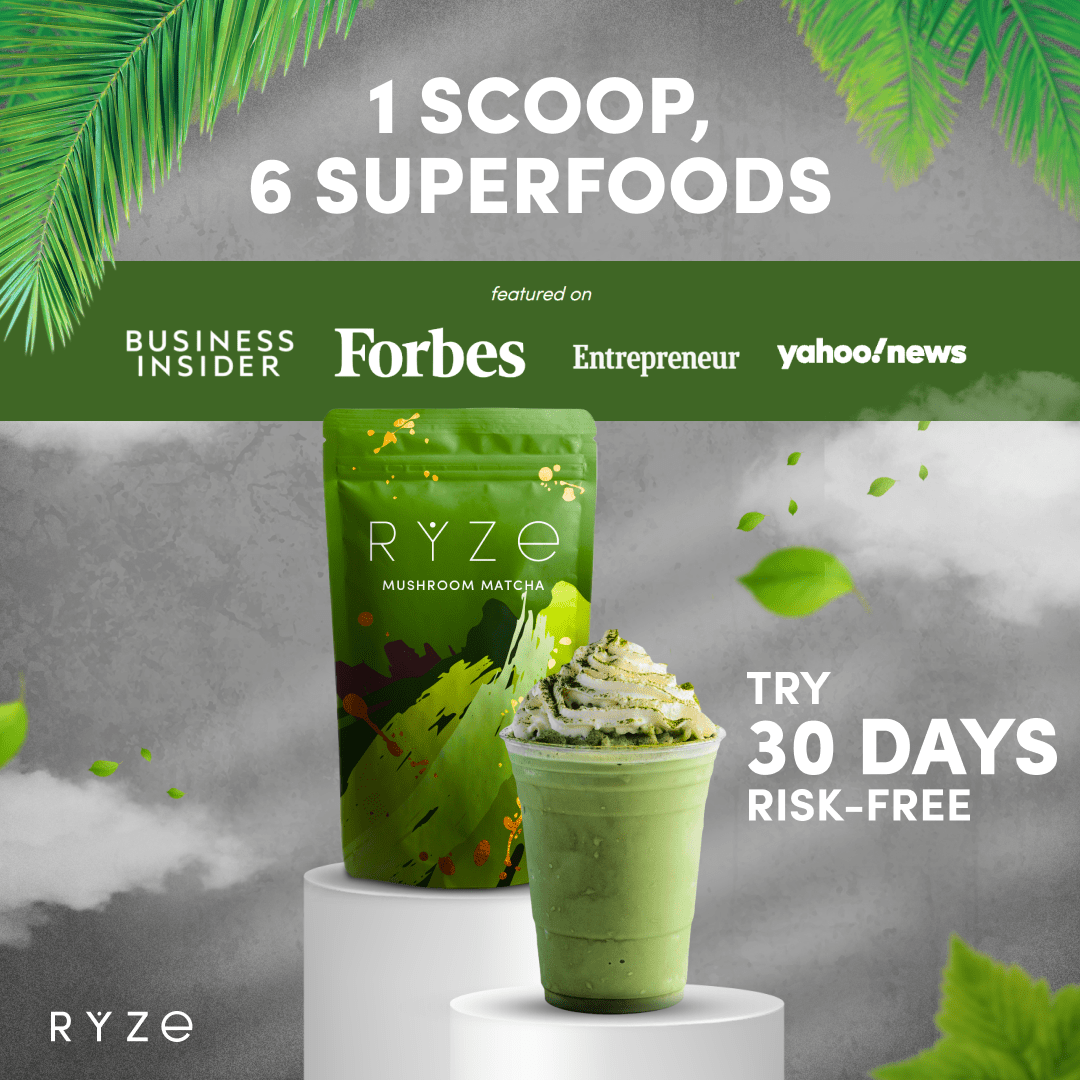 RYZE Organic Mushroom Matcha Starter Kit (60 servings)